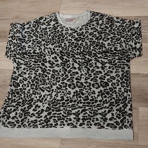 Mint Leopard Print Short Sleeved Top